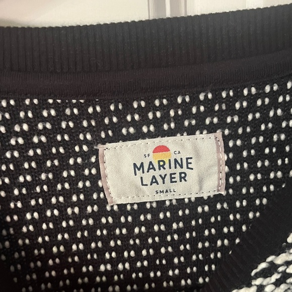 Marine Layer Black&White Crew Neck Cropped Knit Sweater Sz small - Picture 4 of 6